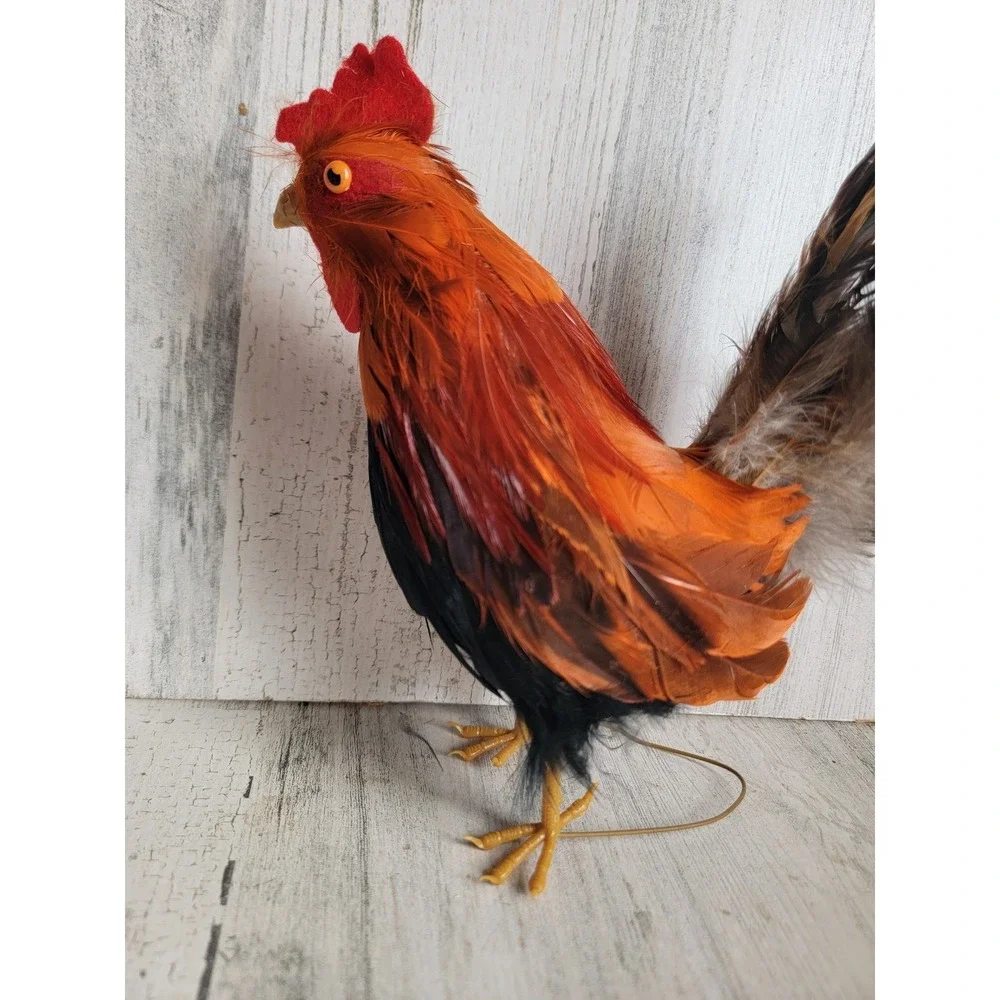 Realistic faux hen rooster feather unique vintage farm home decor